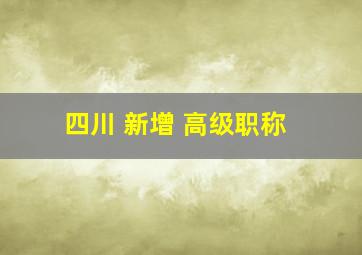 四川 新增 高级职称